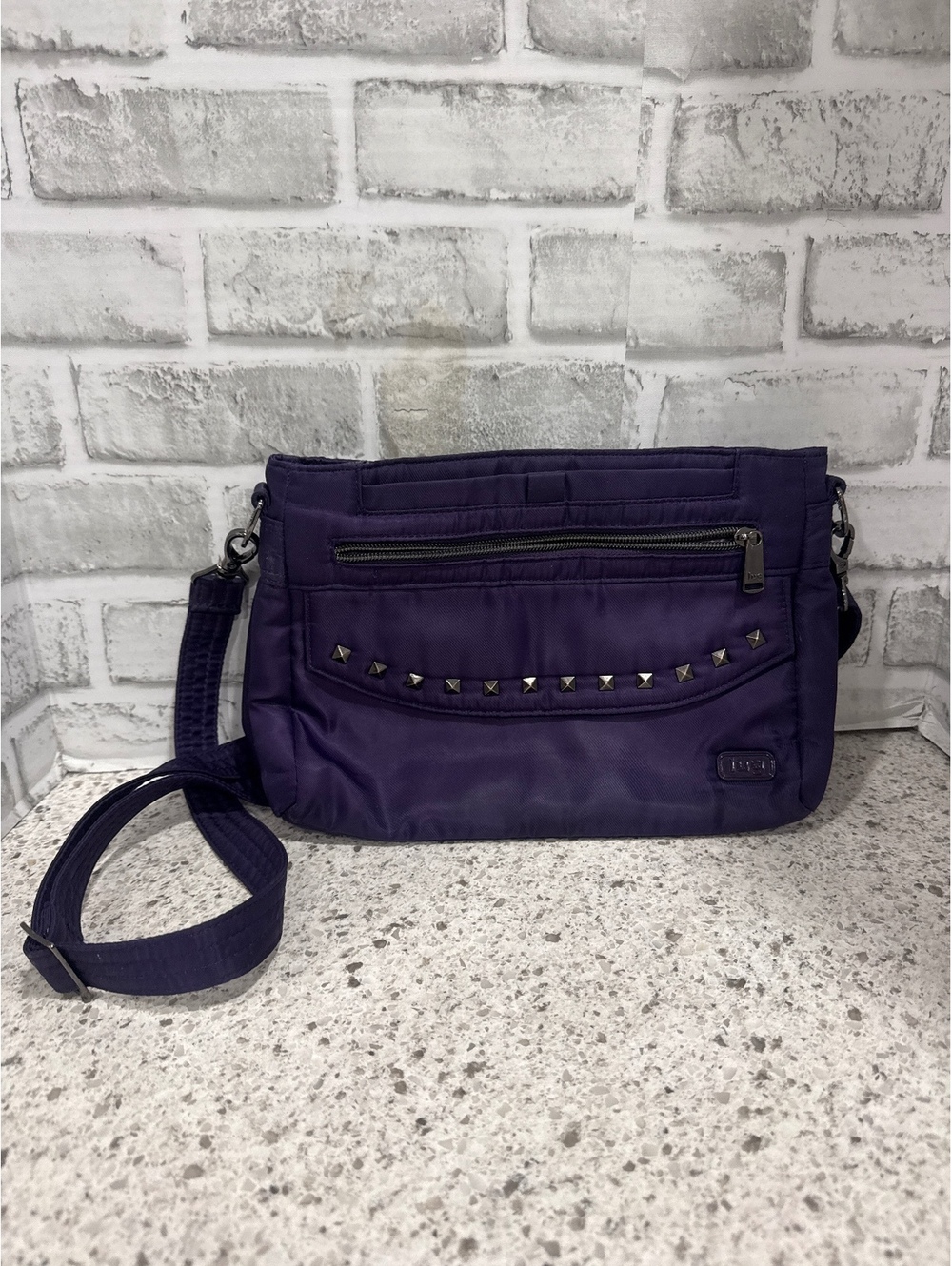 Lug Purple Crossbody Shoulder Bag with Studded Detail